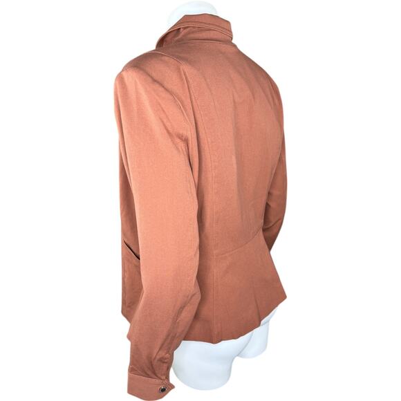 Isaac Mizrahi Live! 24/7 Stretch Zip Front Moto Jacket Cognac 10 NWOT - Picture 12 of 13